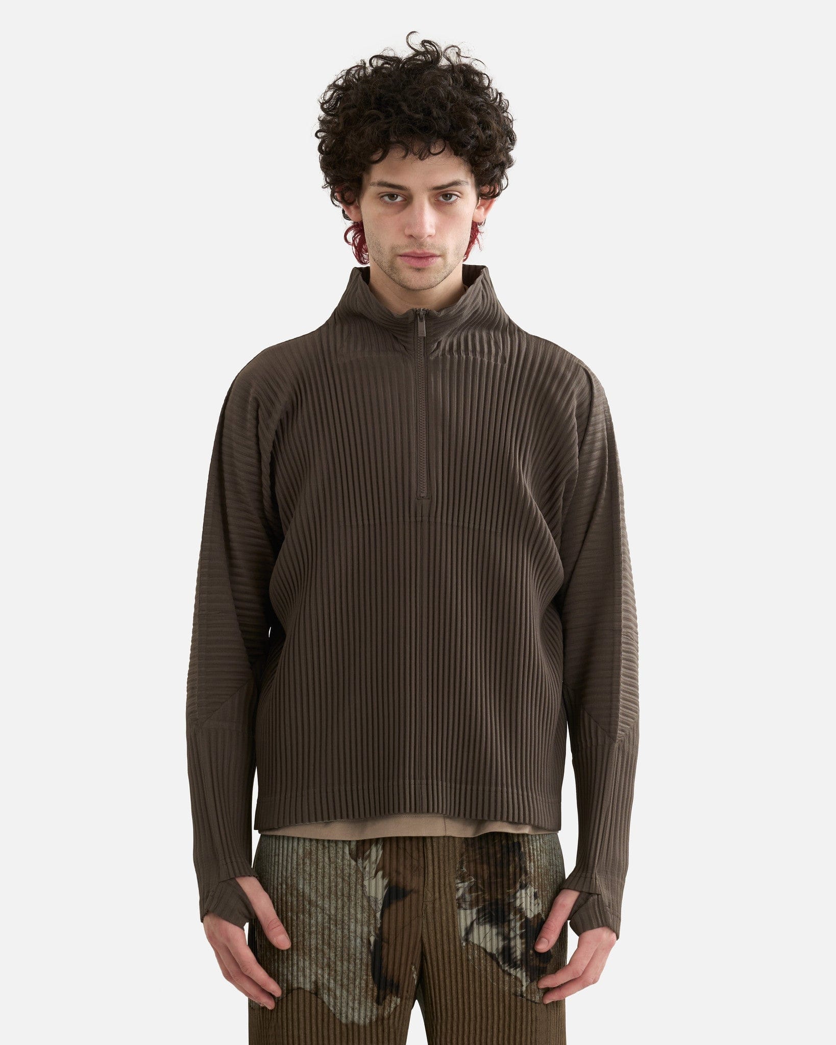 Homme Plissé Issey Miyake Men's Shirts MC November Shirt in Mudstone Grey