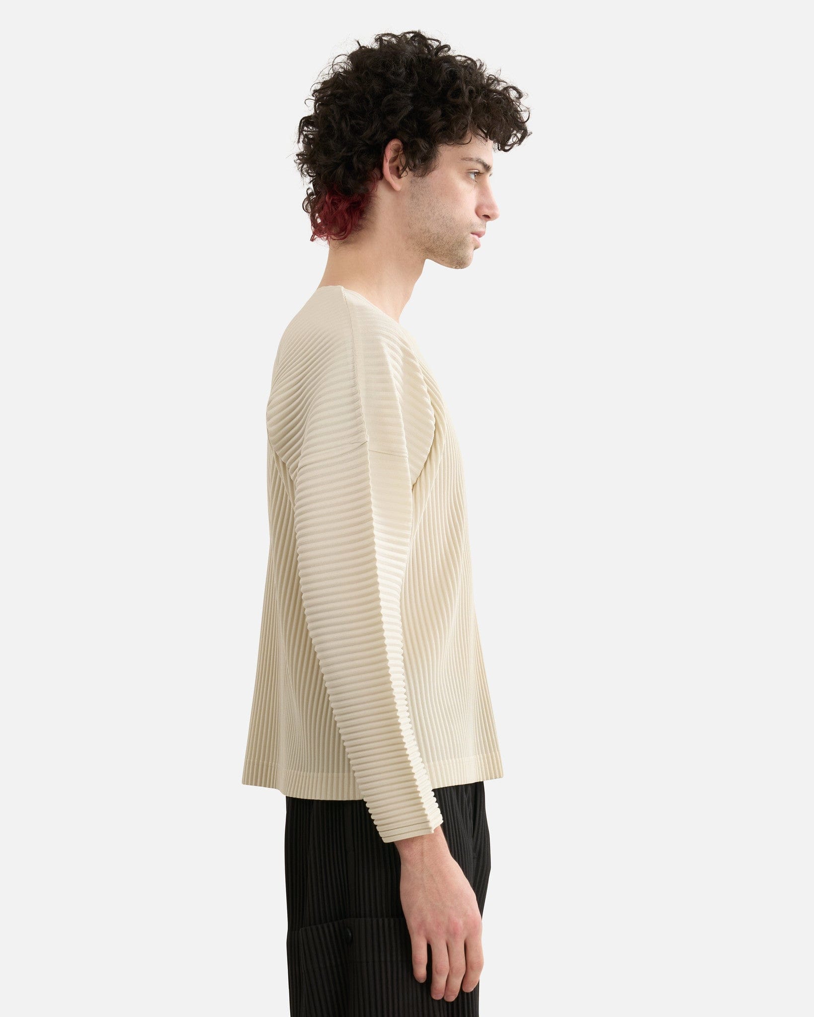Homme Plissé Issey Miyake Men's Tops MC September Top in Limestone White