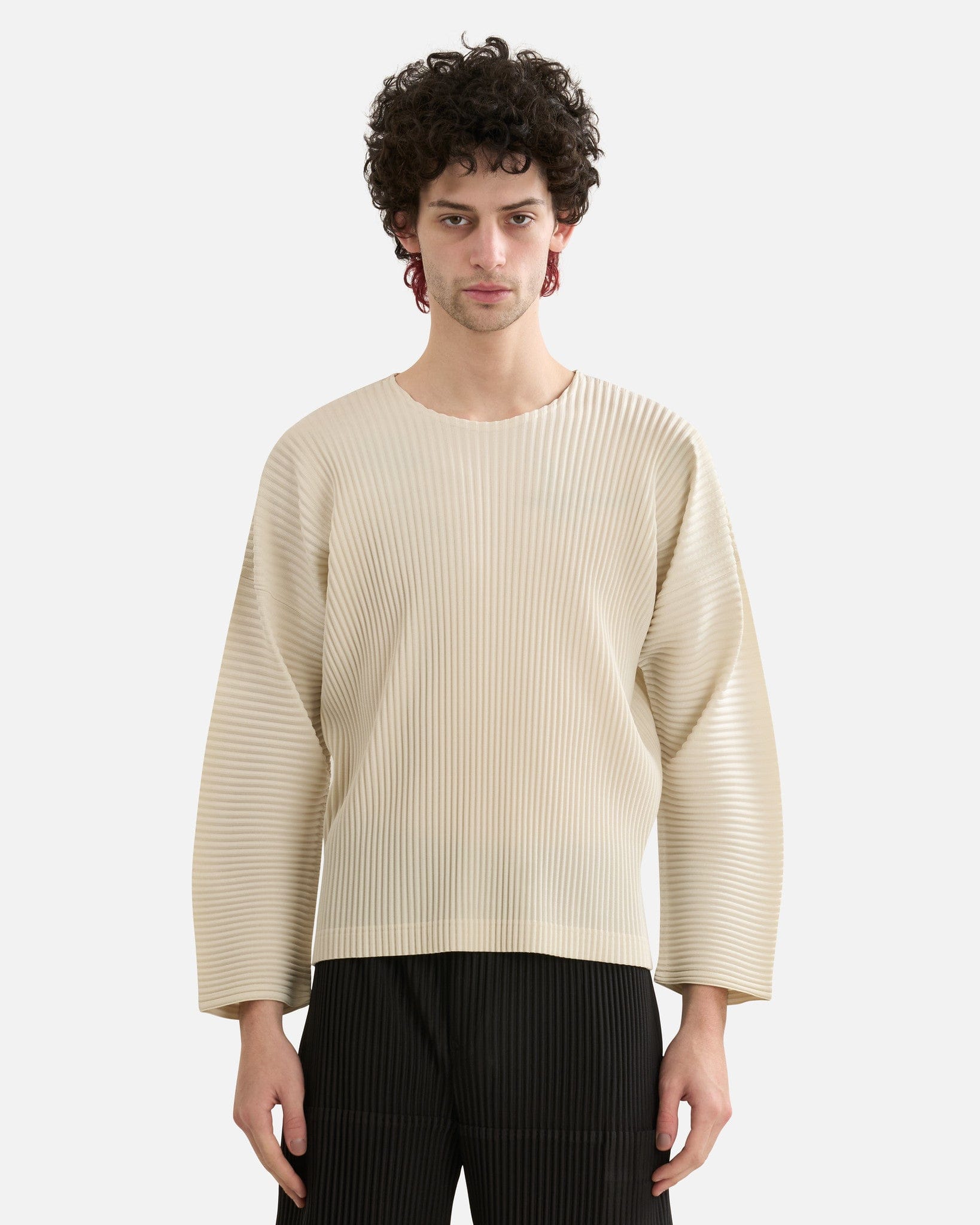 Homme Plissé Issey Miyake Men's Tops MC September Top in Limestone White