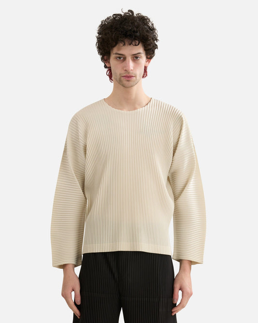 Homme Plissé Issey Miyake Men's Tops MC September Top in Limestone White
