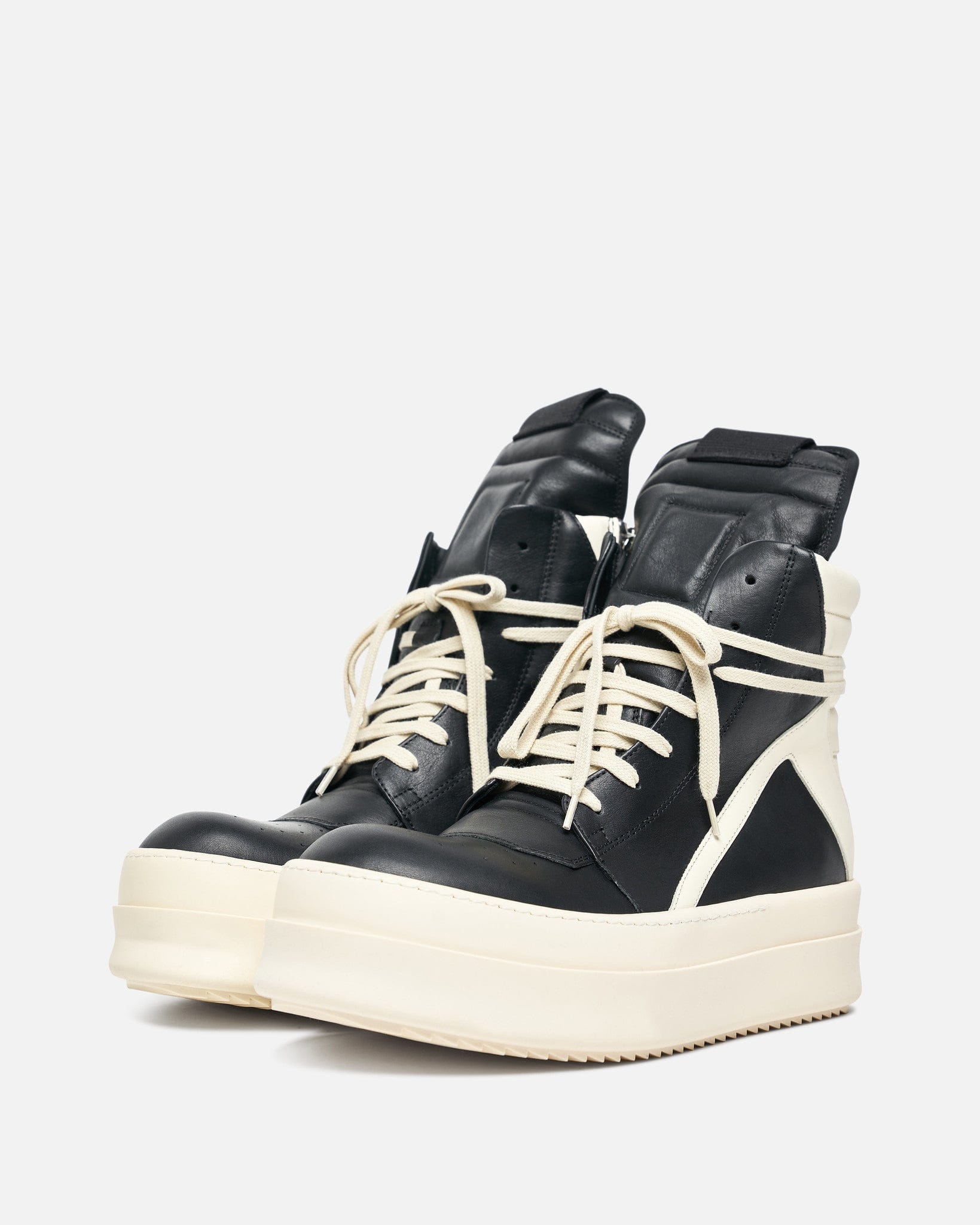 Rick Owens Men's Sneakers Mega Bumper Geobasket in Black/Milk