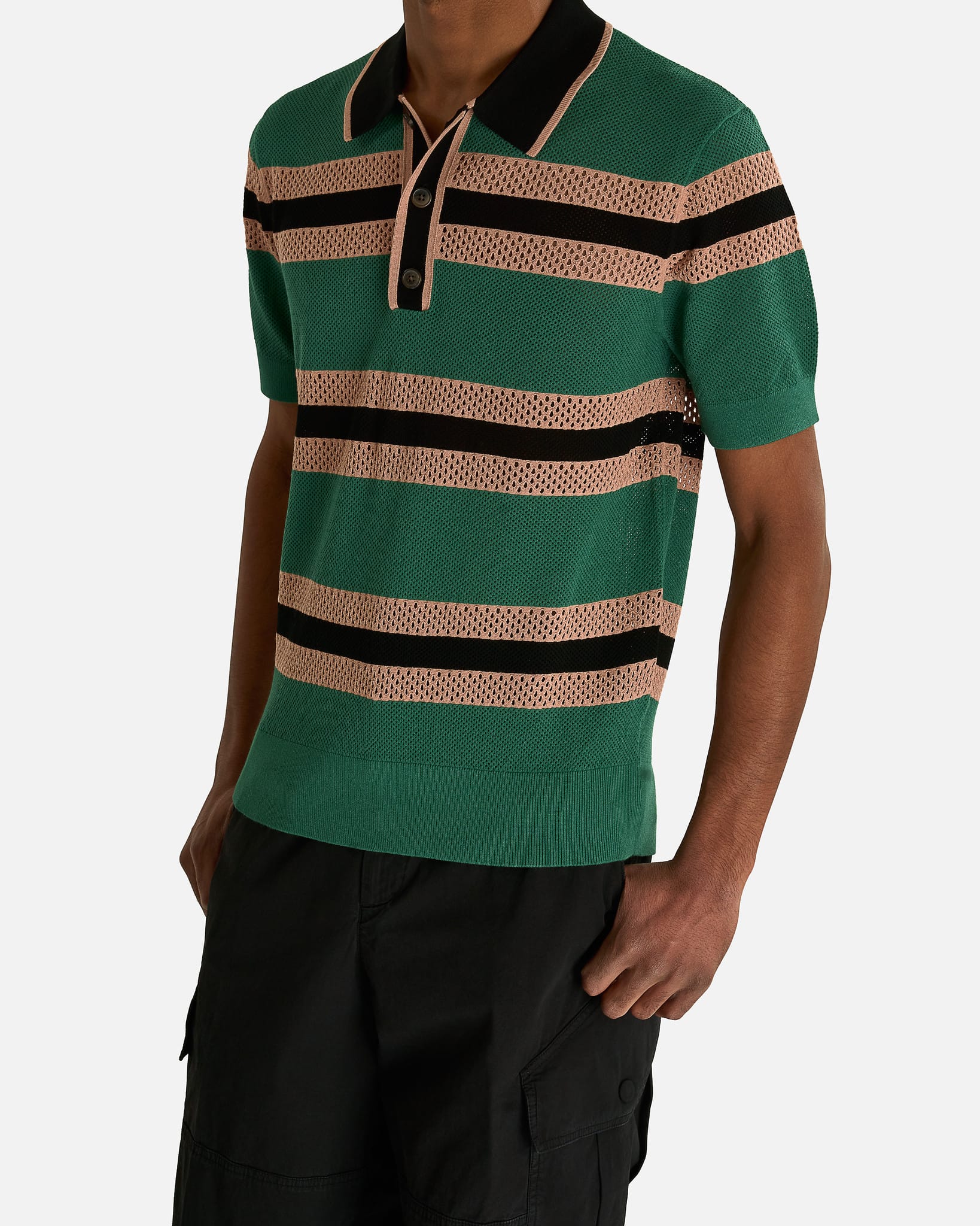 Dries Van Noten Men's Shirts Mercy Stripe MK Polo in Pine