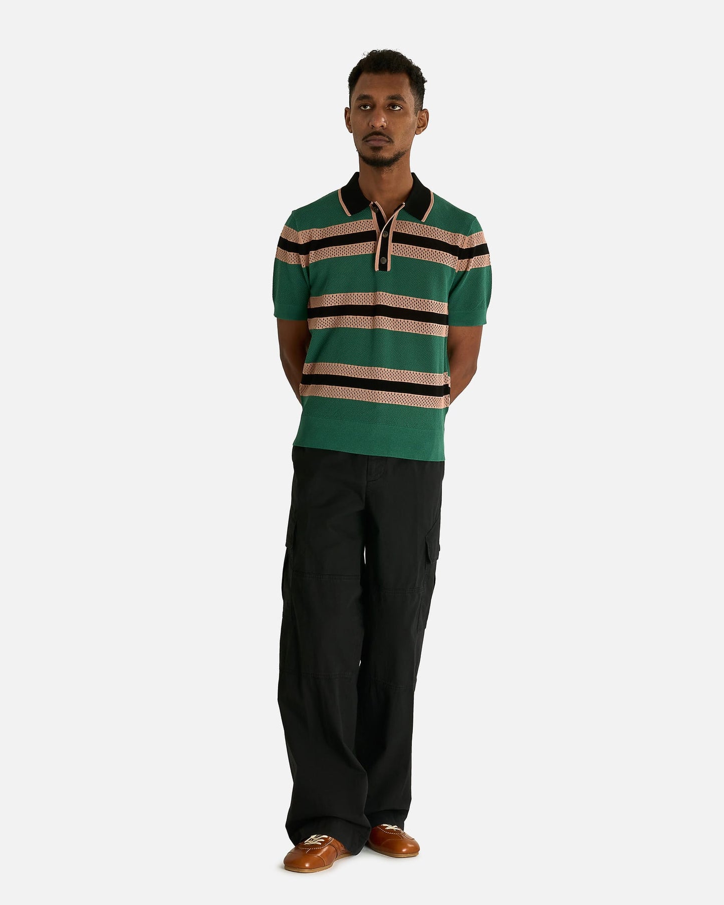Dries Van Noten Men's Shirts Mercy Stripe MK Polo in Pine