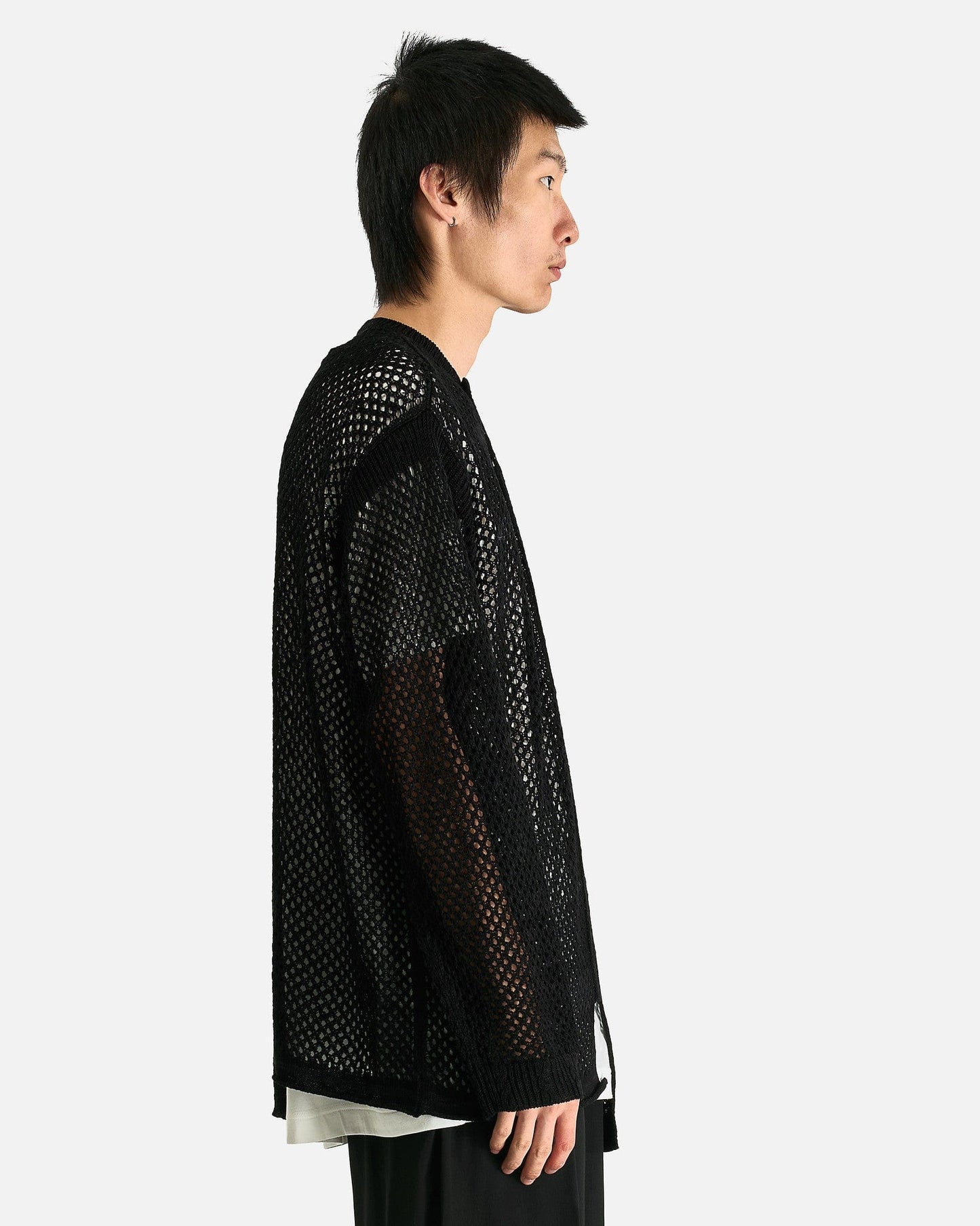 Yohji Yamamoto Pour Homme Men Sweaters 03 Mesh Panel Po in Black