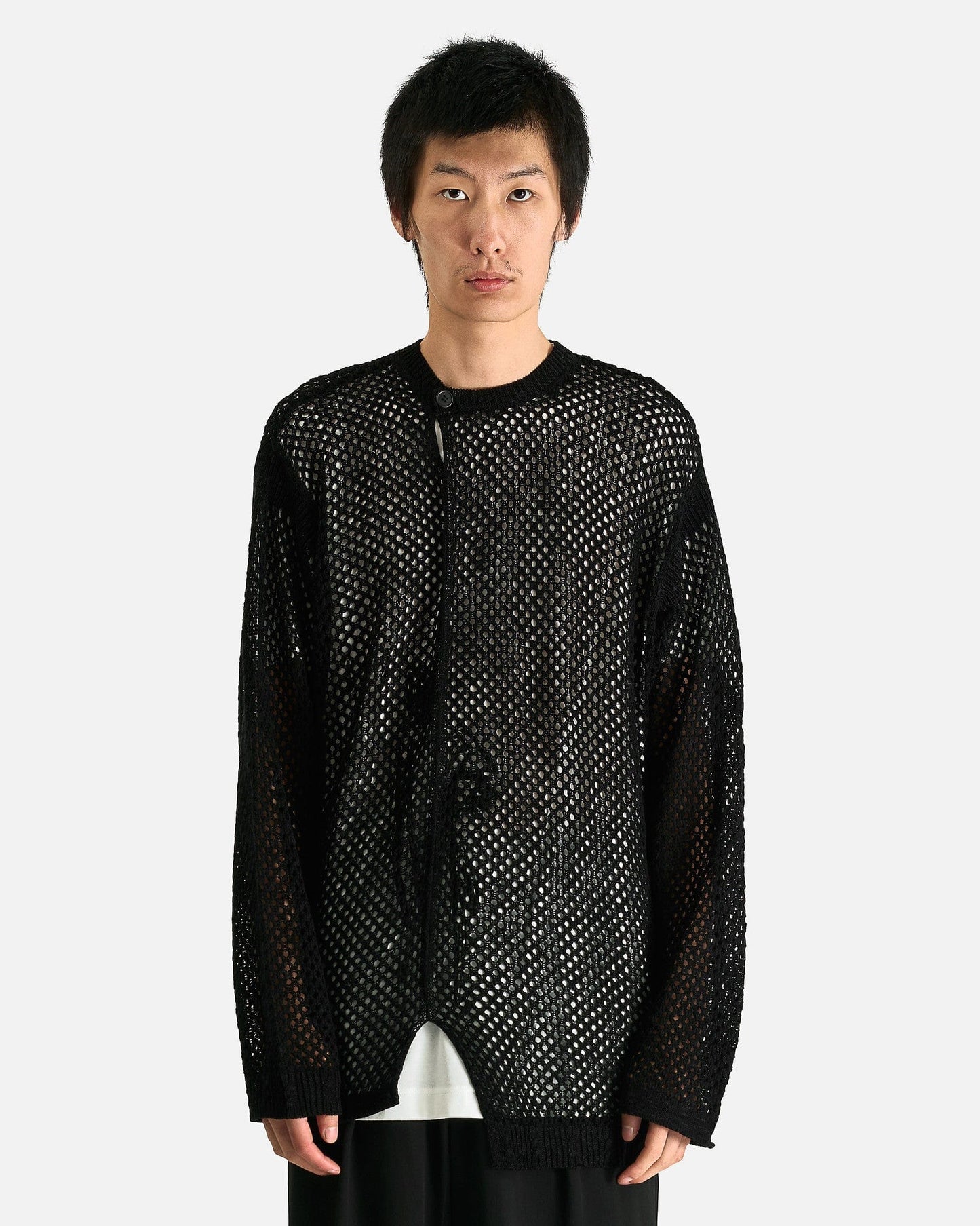Yohji Yamamoto Pour Homme Men Sweaters 03 Mesh Panel Po in Black