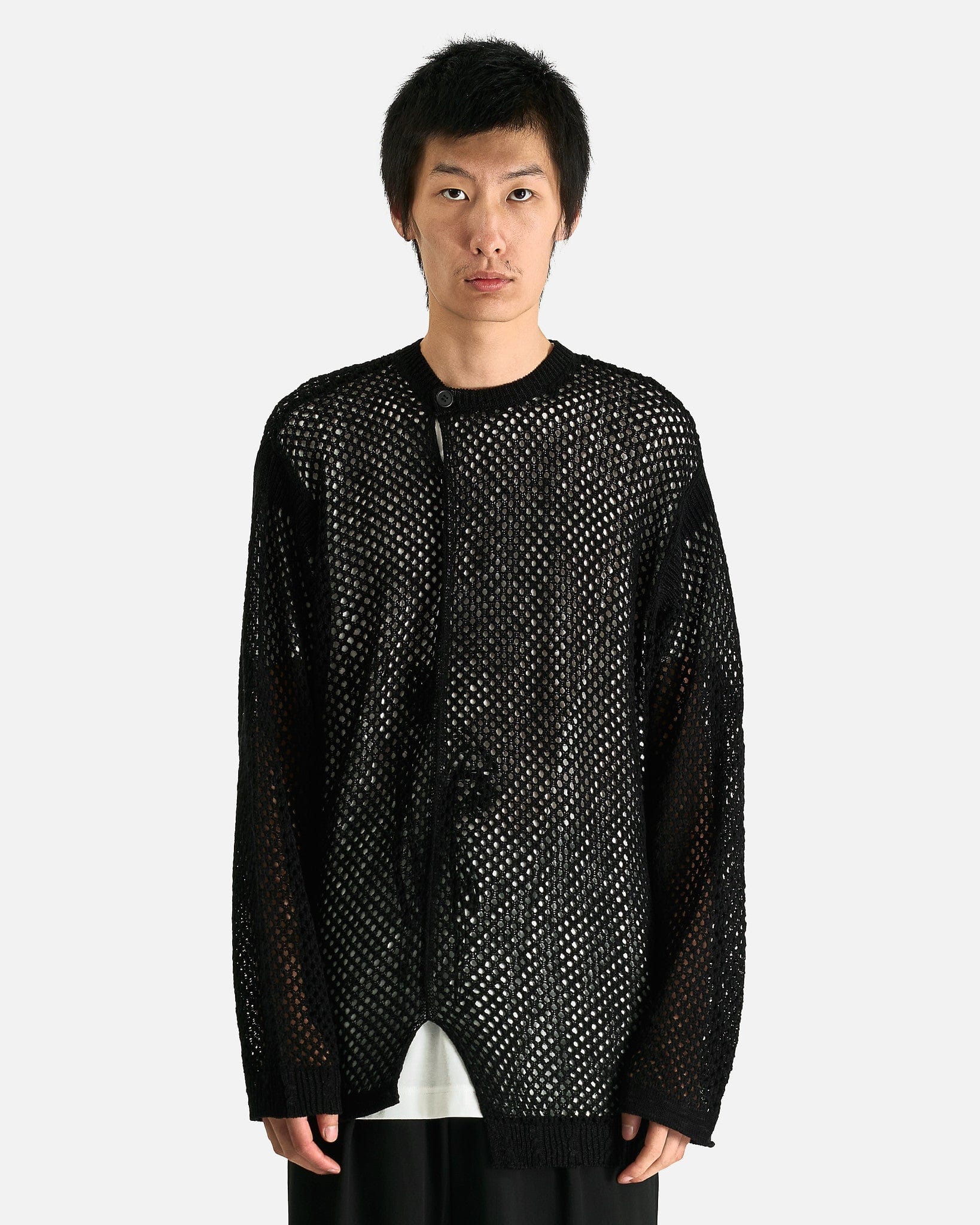 Yohji Yamamoto Pour Homme Men Sweaters 03 Mesh Panel Po in Black