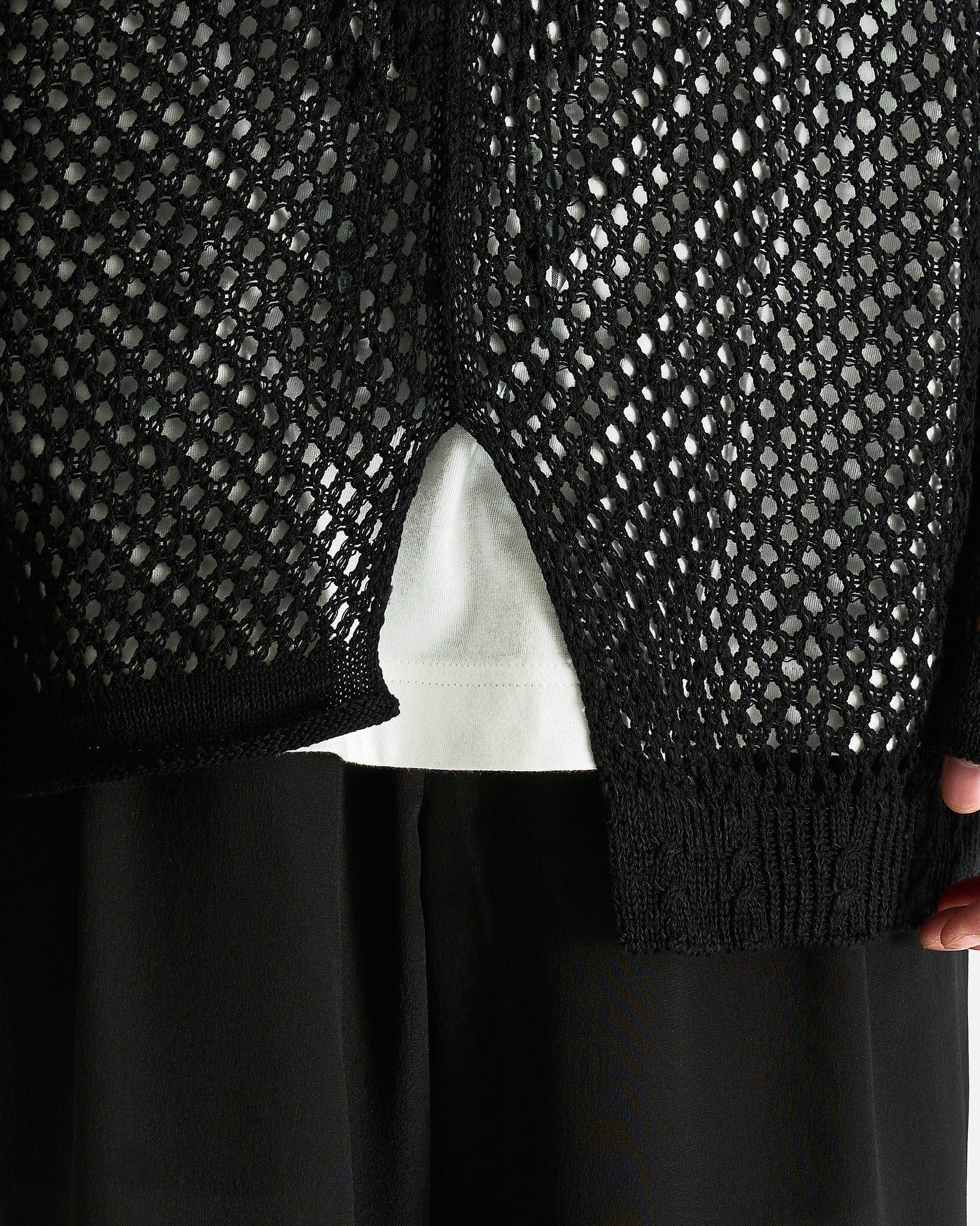 Yohji Yamamoto Pour Homme Men Sweaters 03 Mesh Panel Po in Black