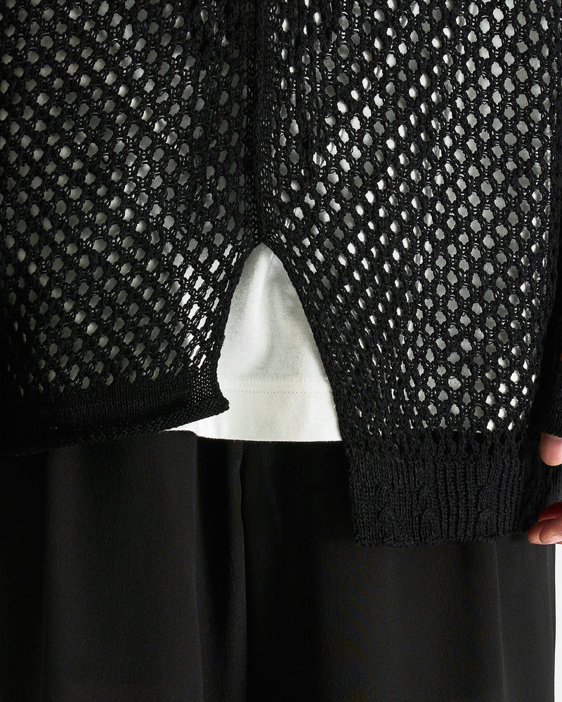 Yohji Yamamoto Pour Homme Men Sweaters 03 Mesh Panel Po in Black