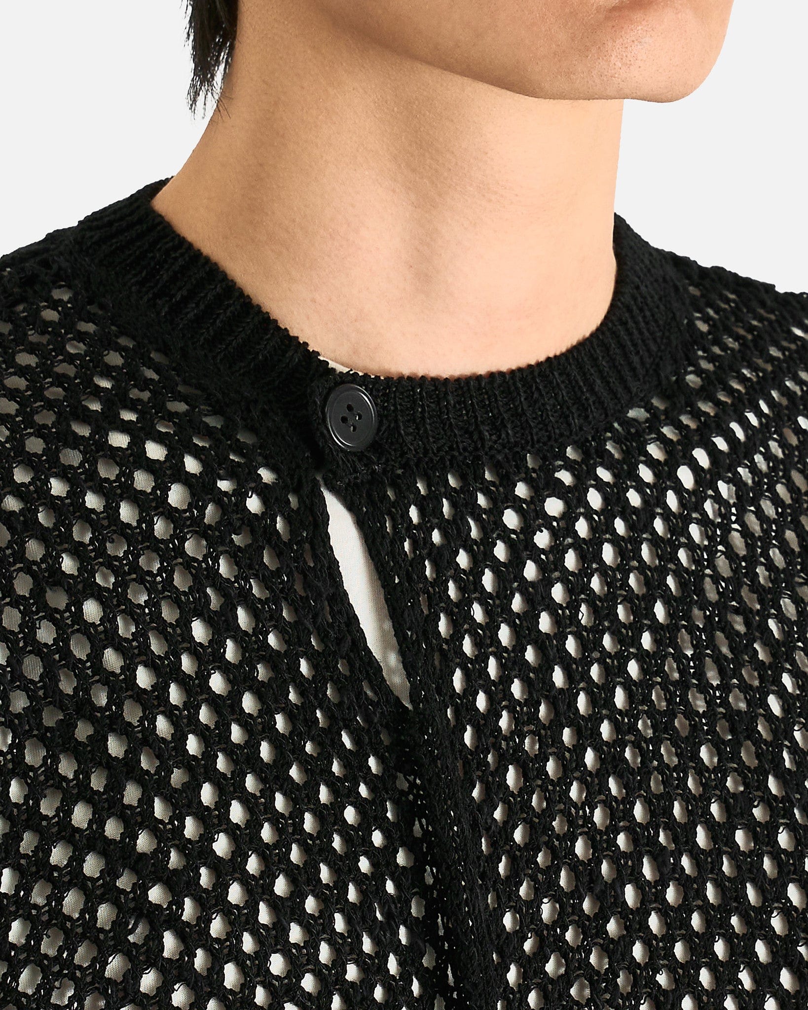 Yohji Yamamoto Pour Homme Men Sweaters 03 Mesh Panel Po in Black