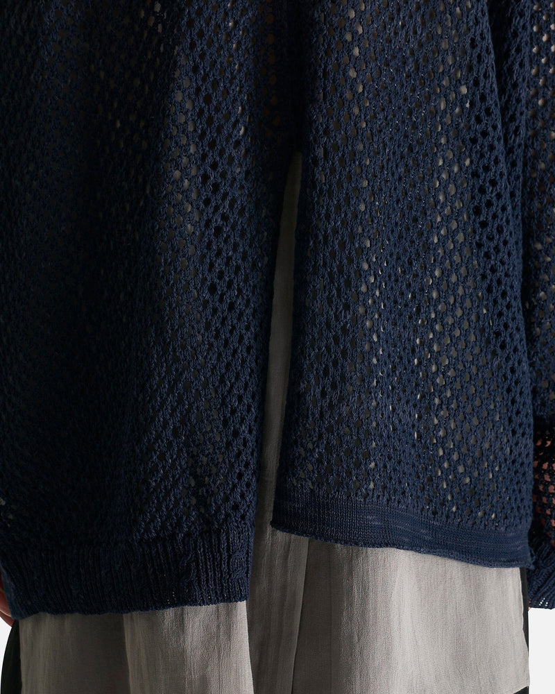 Yohji Yamamoto Pour Homme Men Sweaters 03 Mesh Panel Po in Navy