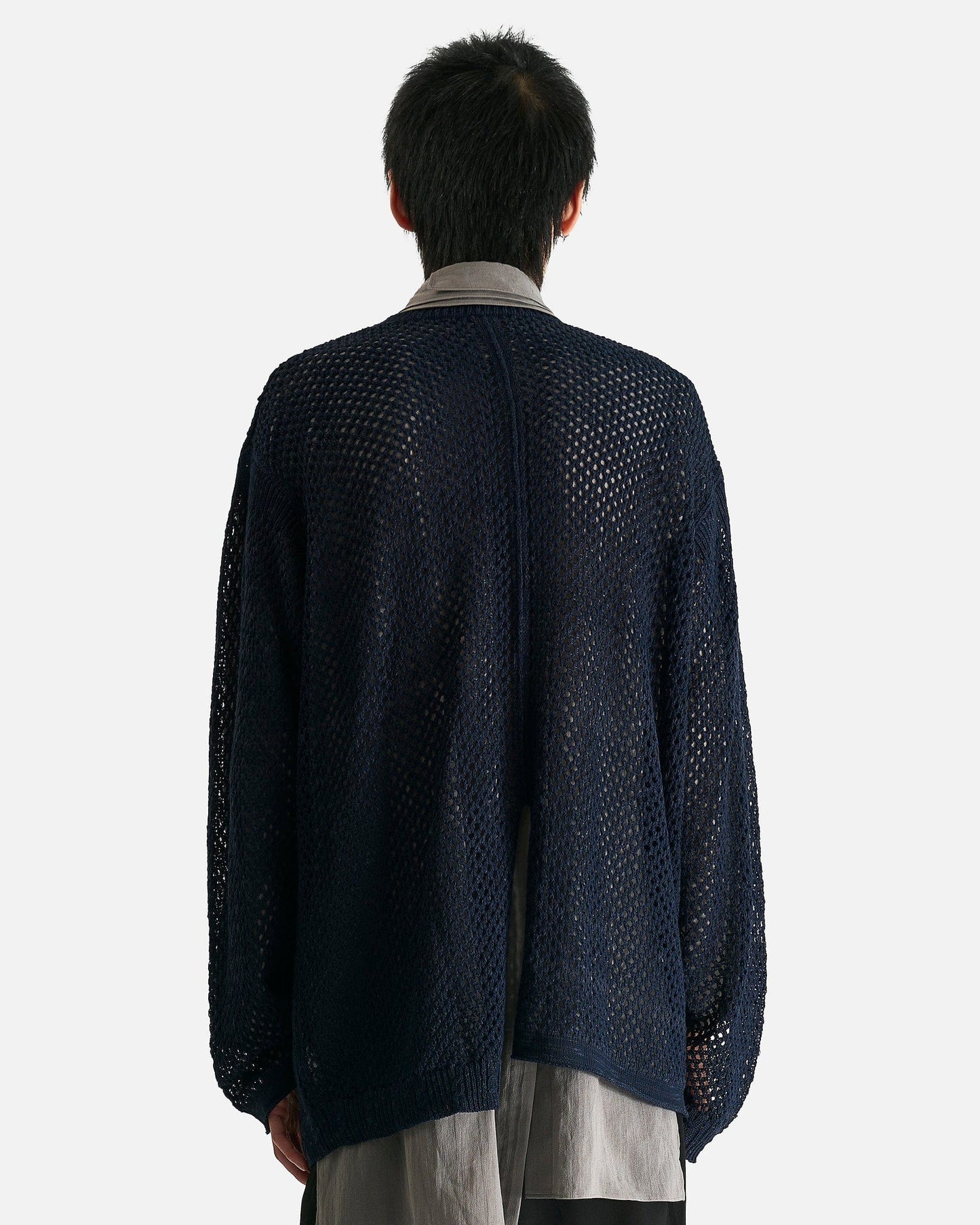 Yohji Yamamoto Pour Homme Men Sweaters 03 Mesh Panel Po in Navy