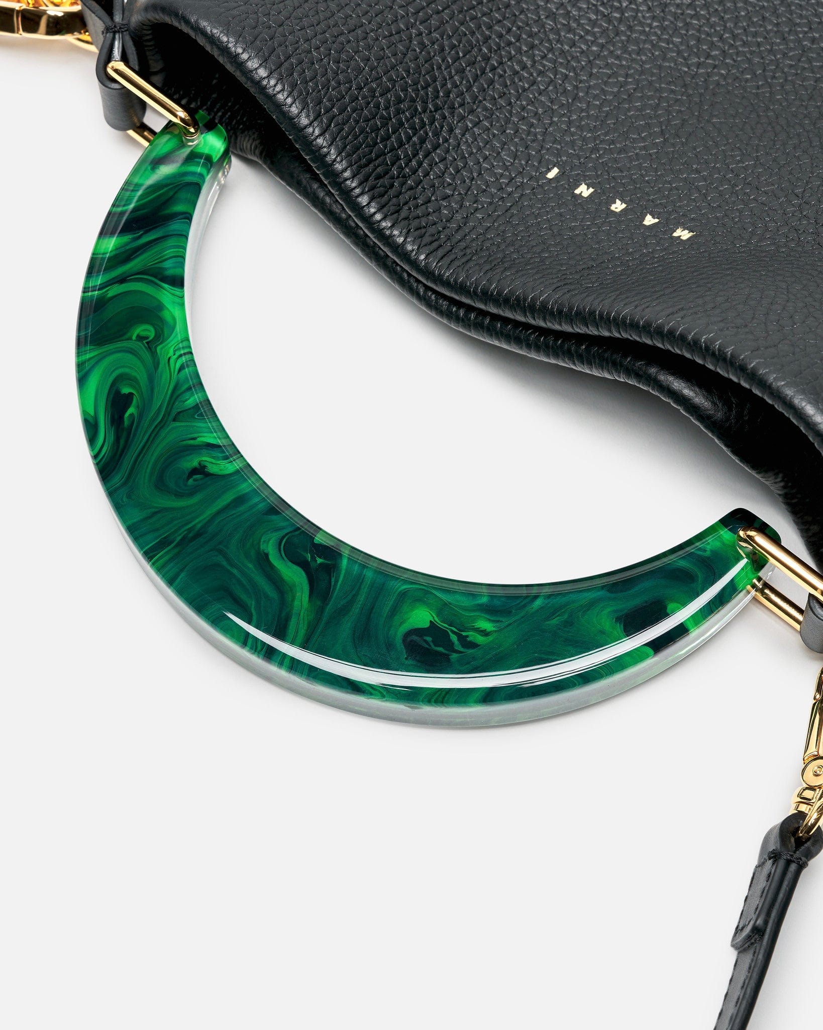 Marni Women Bags O/S Milled Calf Leather Venice Hobo Small in Black/Spherical Green