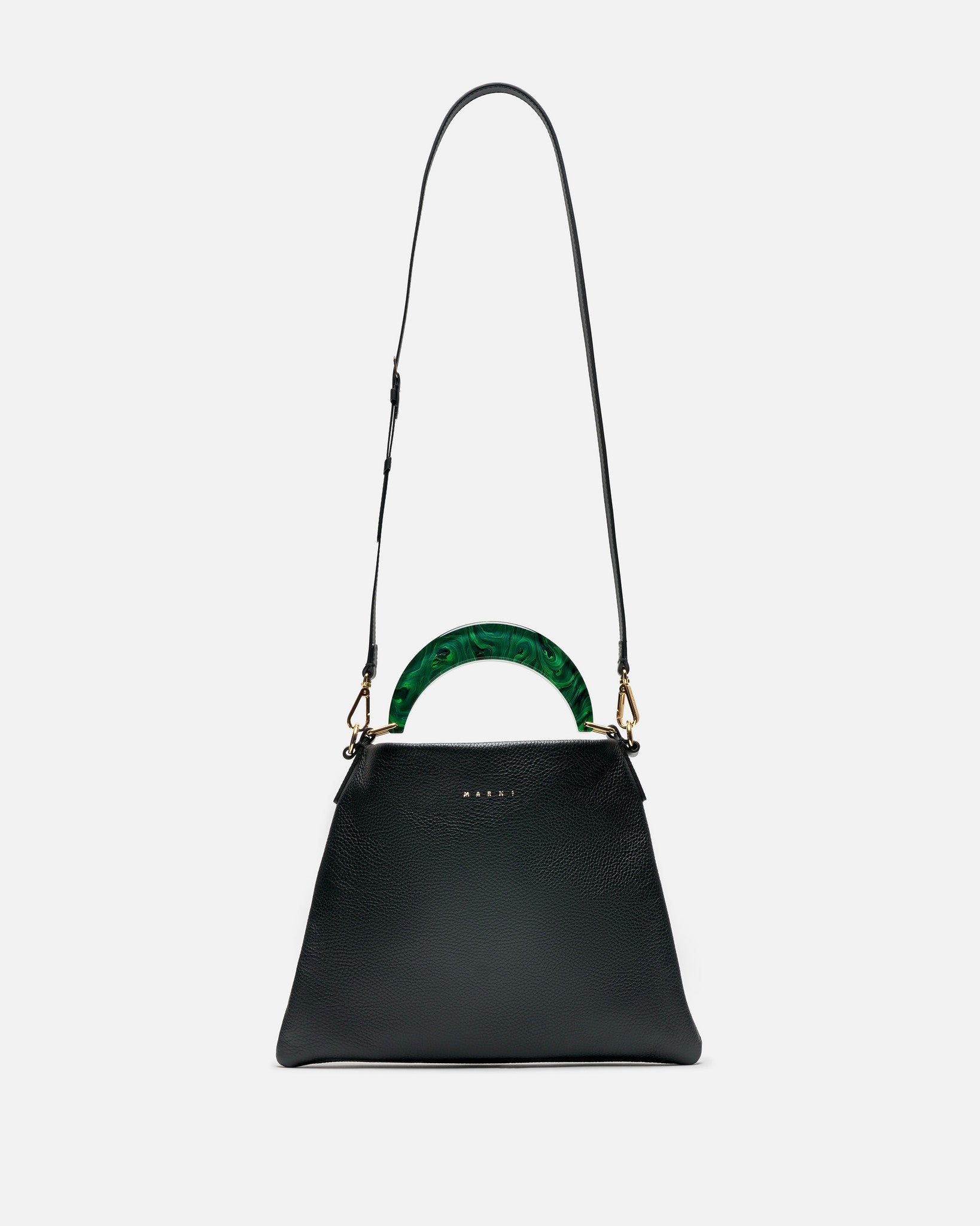 Marni Women Bags O/S Milled Calf Leather Venice Hobo Small in Black/Spherical Green