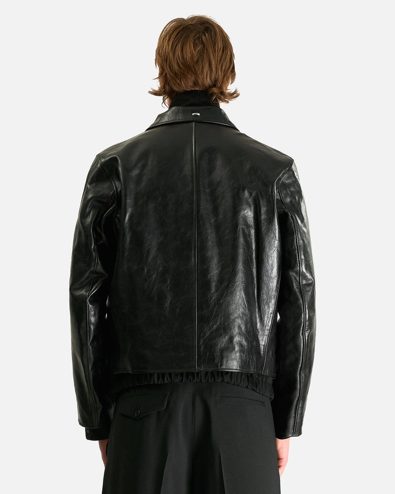 Our Legacy Men's Jackets Mini Jacket in Top Dyed Black Leather