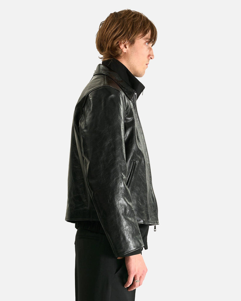 Our Legacy Men's Jackets Mini Jacket in Top Dyed Black Leather