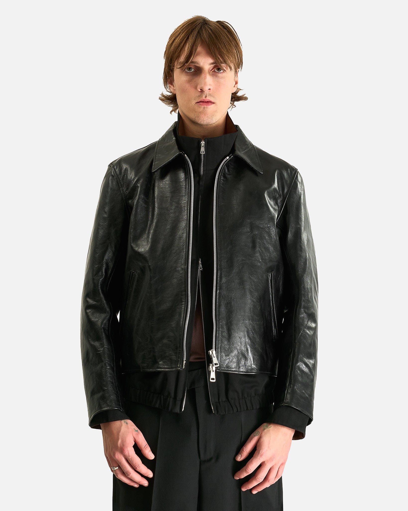 Our Legacy Men's Jackets Mini Jacket in Top Dyed Black Leather