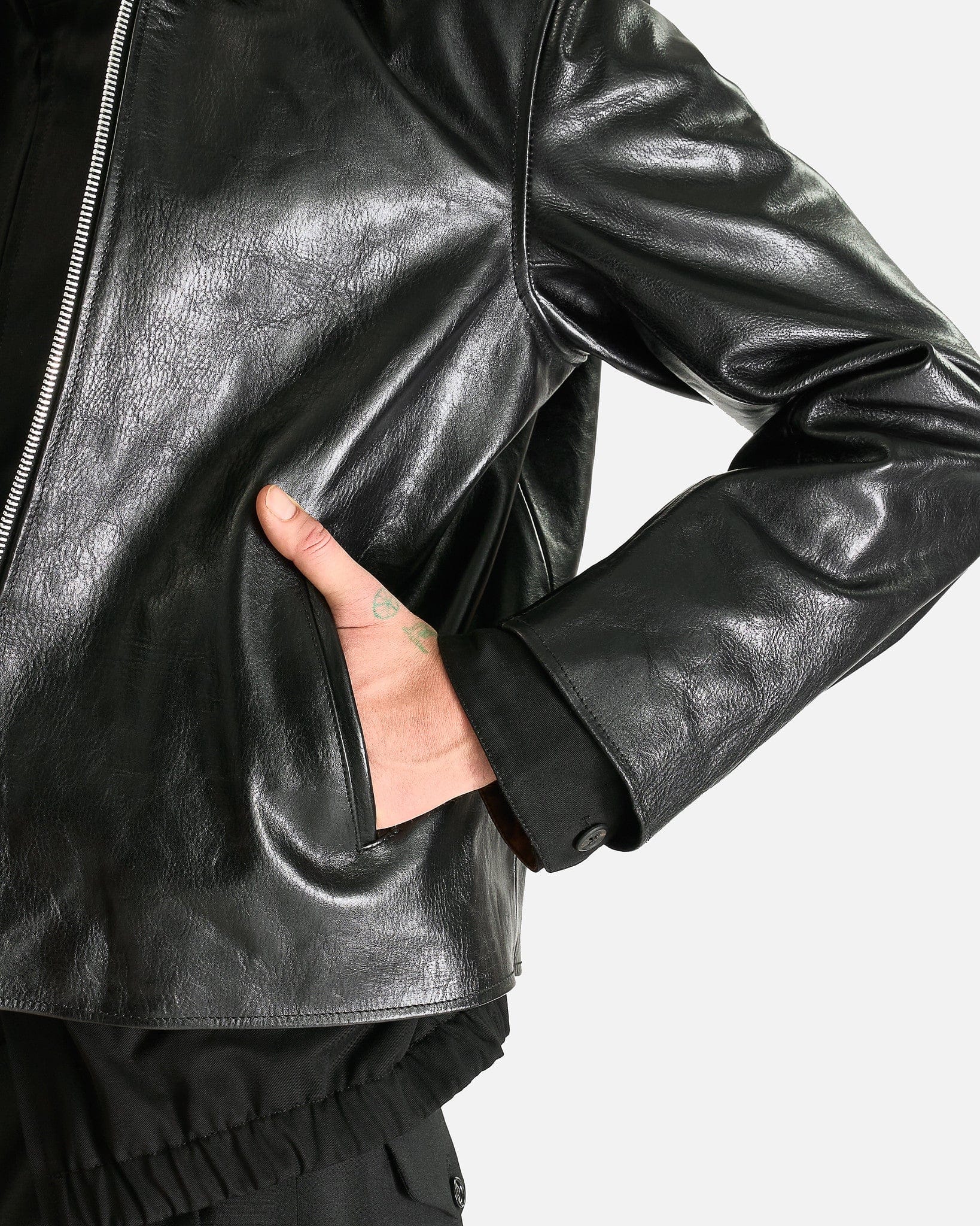 Our Legacy Men's Jackets Mini Jacket in Top Dyed Black Leather