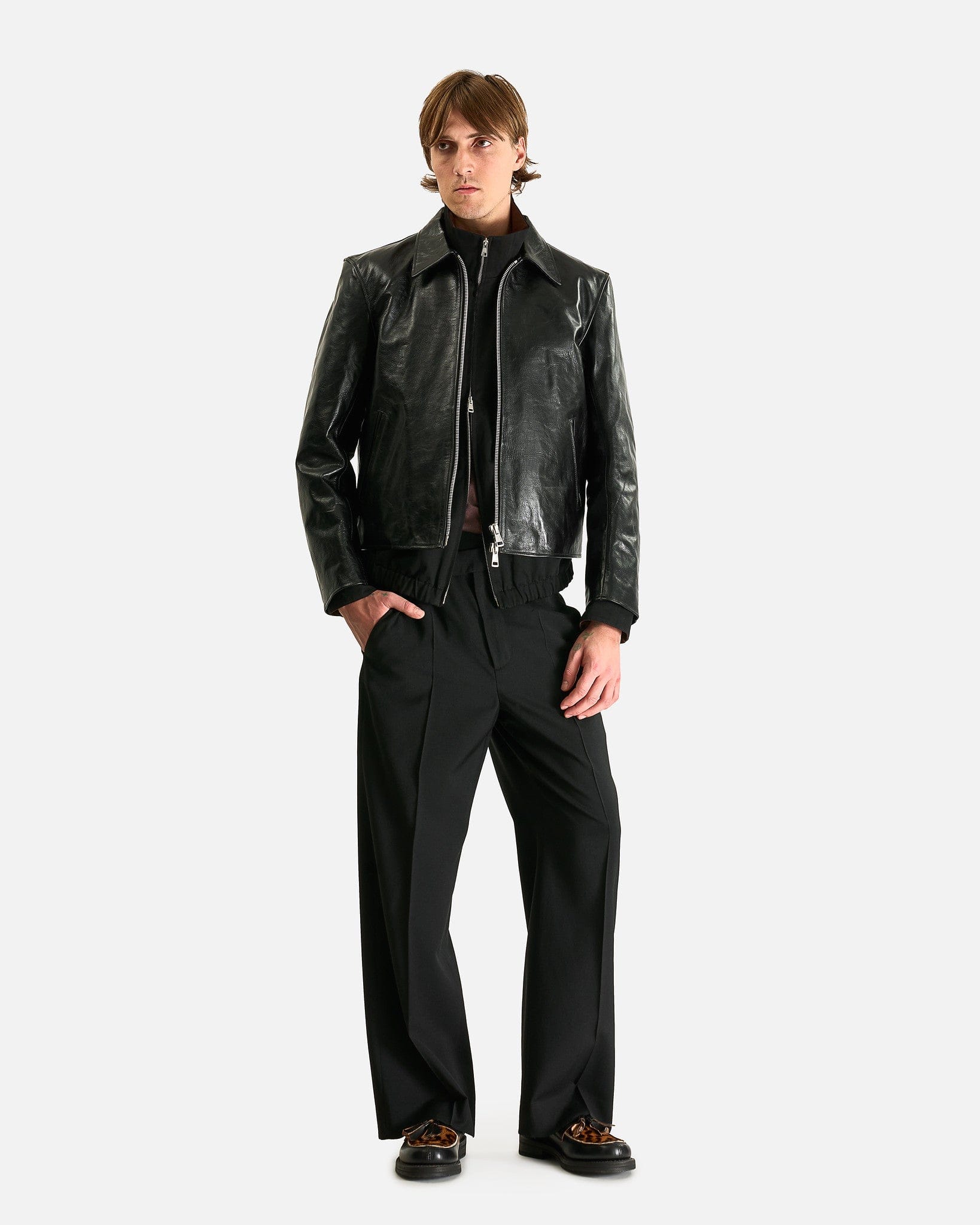 Our Legacy Men's Jackets Mini Jacket in Top Dyed Black Leather