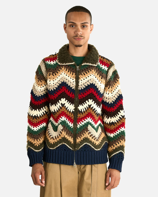 Sacai Men's Knitwear Mix Crochet Knit Blouson in Multi
