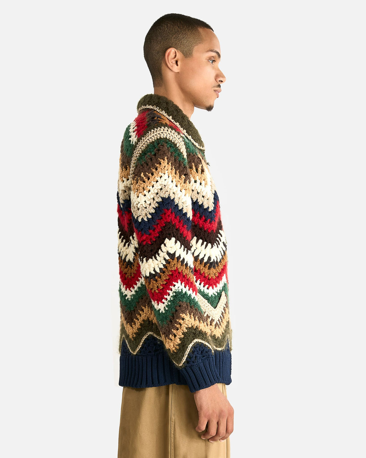 Sacai Men's Knitwear Mix Crochet Knit Blouson in Multi
