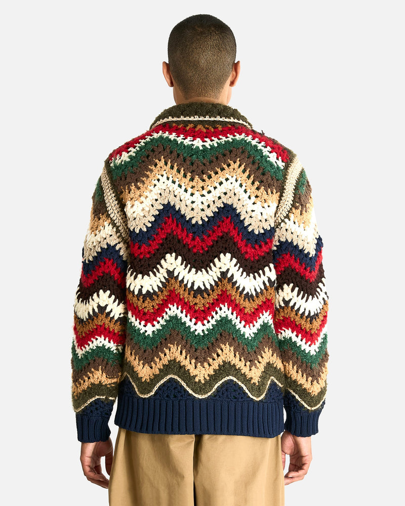 Sacai Men's Knitwear Mix Crochet Knit Blouson in Multi