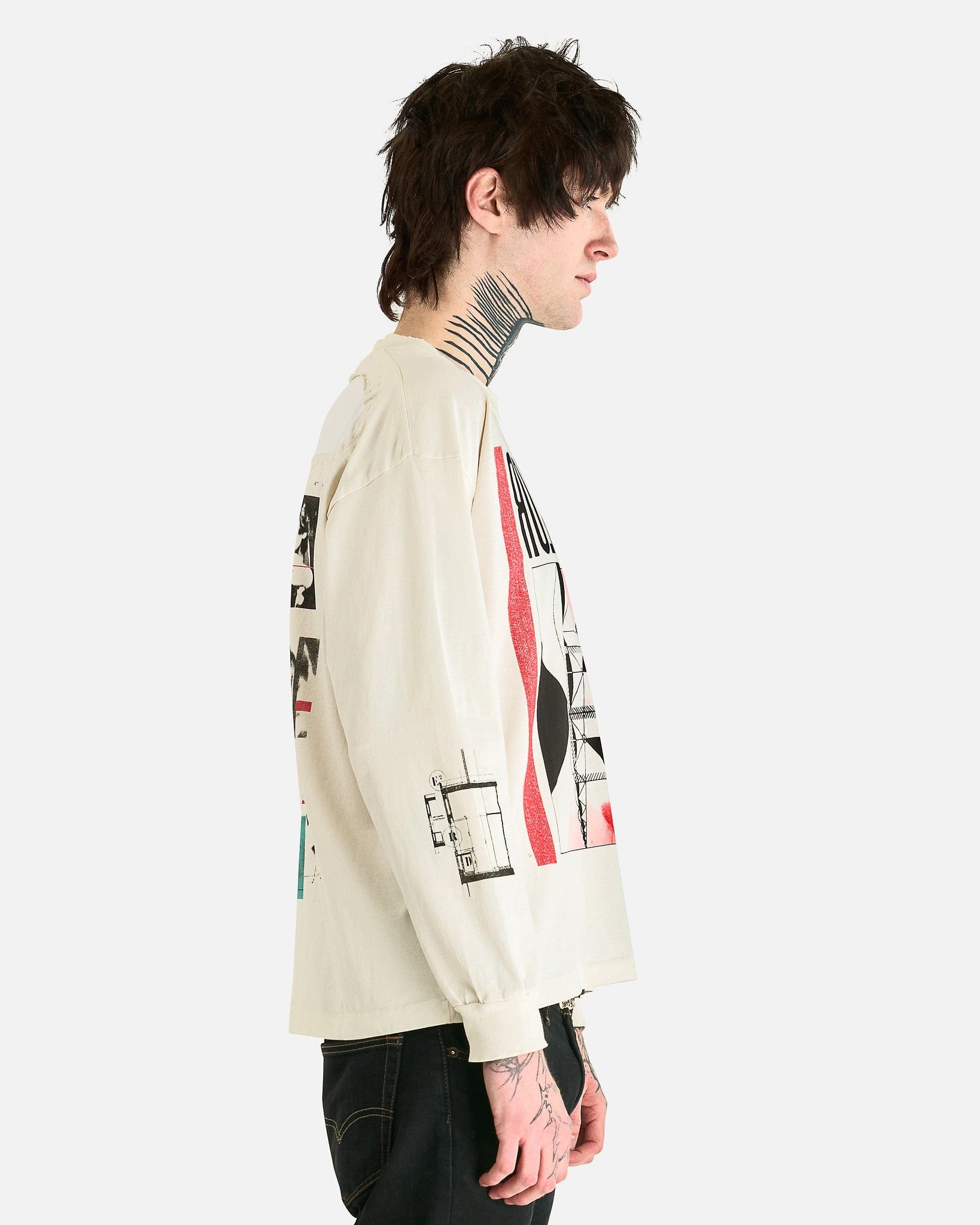 Enfants Riches Deprimes Men's Shirts Modular LS T-Shirt in Vintage White