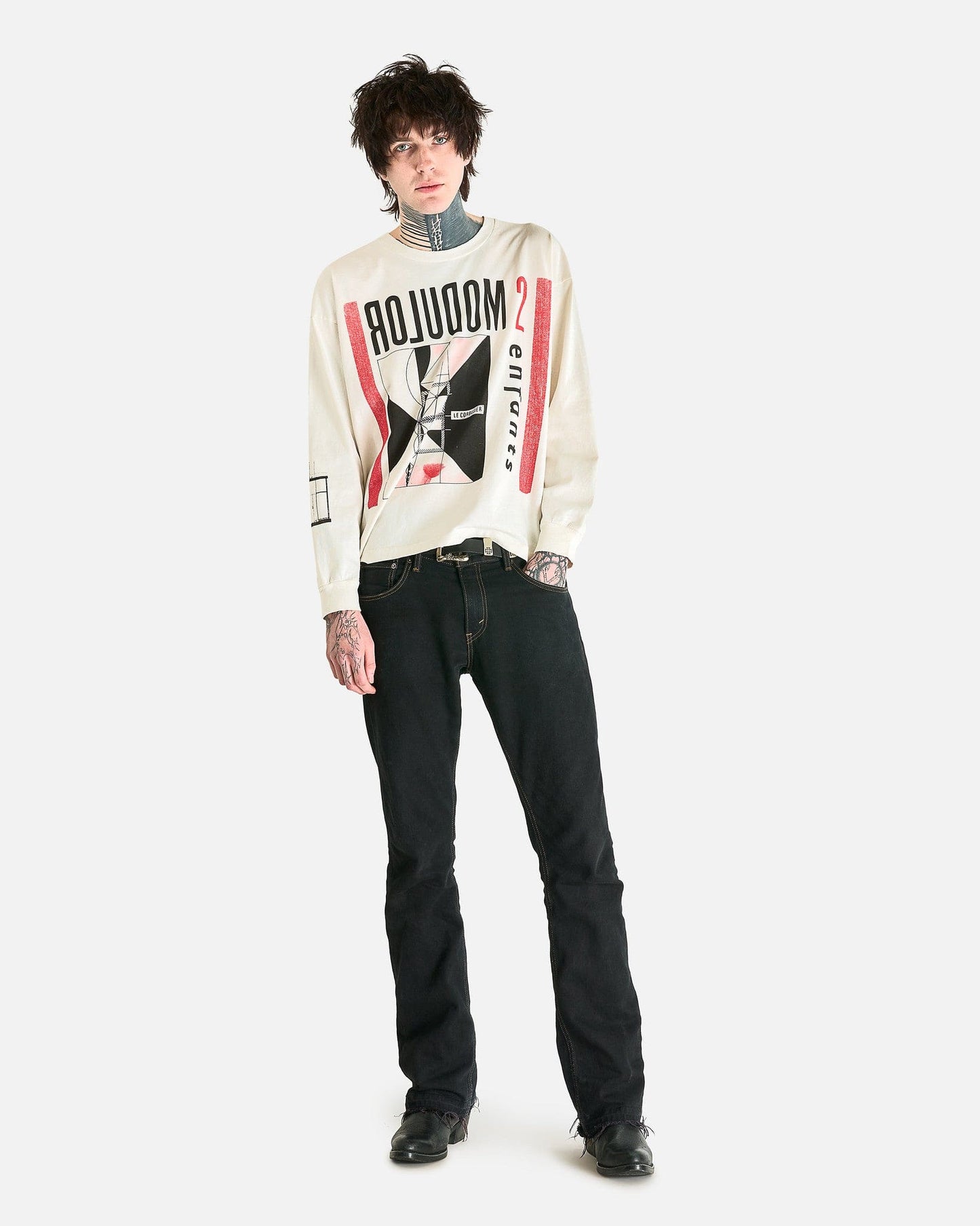 Enfants Riches Deprimes Men's Shirts Modular LS T-Shirt in Vintage White