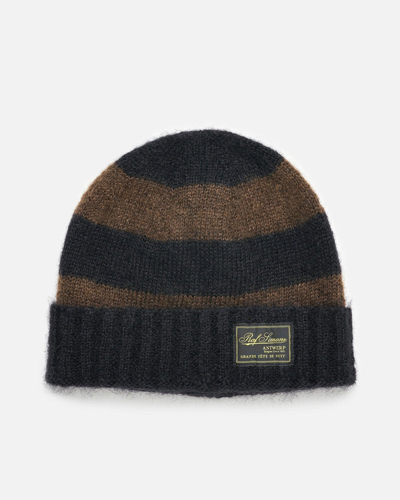 Raf Simons Men's Hats Mohair Beanie in Black/Brown