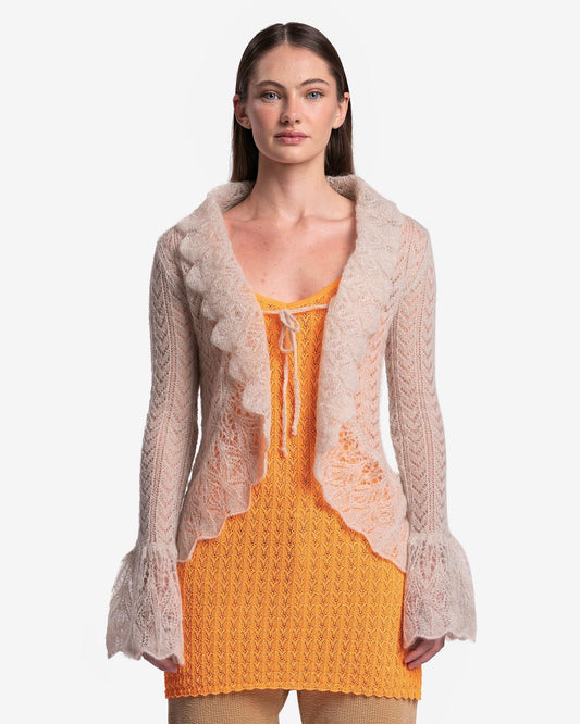 ERL Women Tops Mohair Crochet Knit Bolero in Beige