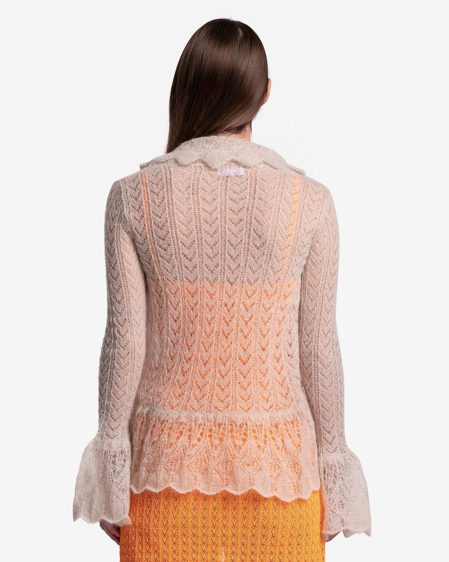 ERL Women Tops Mohair Crochet Knit Bolero in Beige