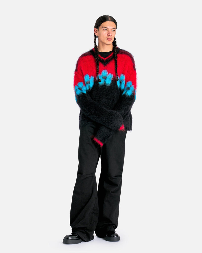 Marni Men's Sweater Mohair Jumper with Flowers in Black