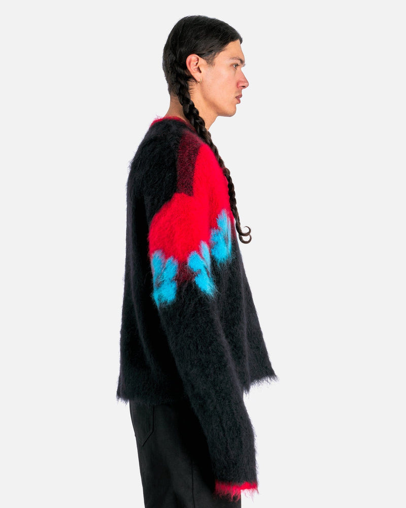 Marni Men's Sweater Mohair Jumper with Flowers in Black