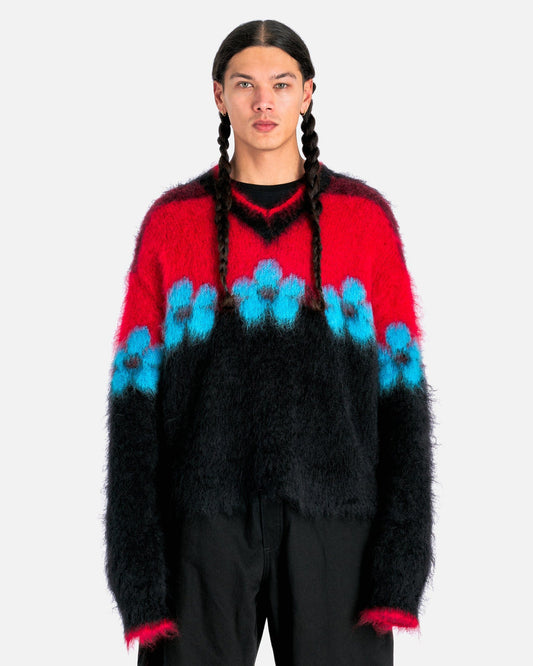 Marni Men's Sweater Mohair Jumper with Flowers in Black