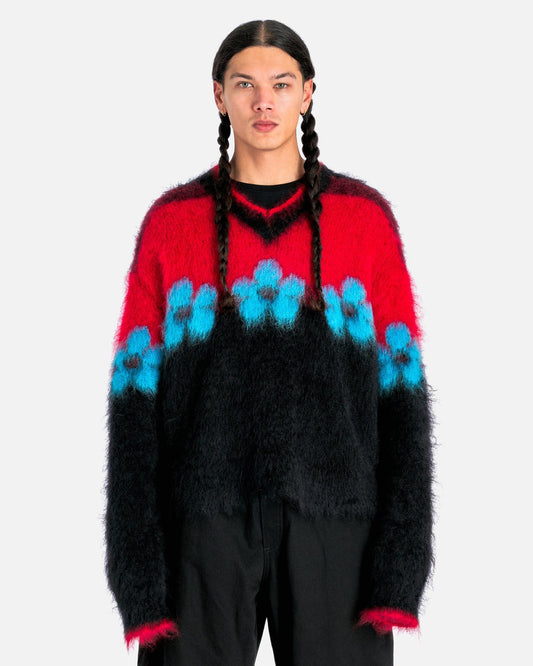 Marni Men's Sweater Mohair Jumper with Flowers in Black