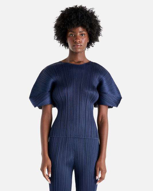 Pleats Please Issey Miyake Women Tops Monthly Colors August Top in Dark Navy