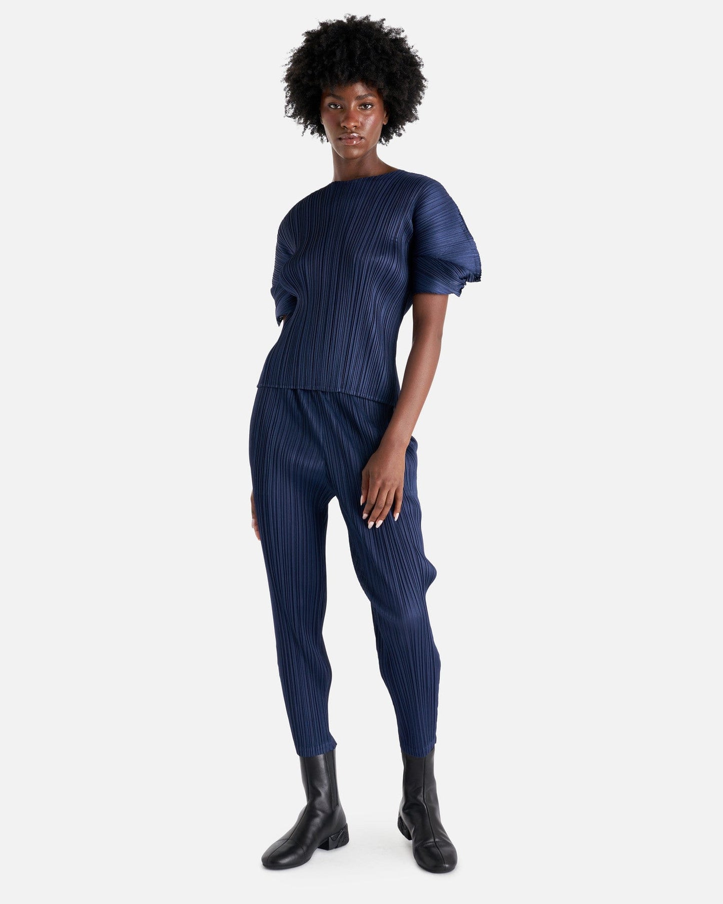 Pleats Please Issey Miyake Women Pants Monthly Colors August Trousers in Dark Navy