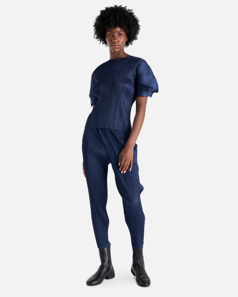 Pleats Please Issey Miyake Women Pants Monthly Colors August Trousers in Dark Navy