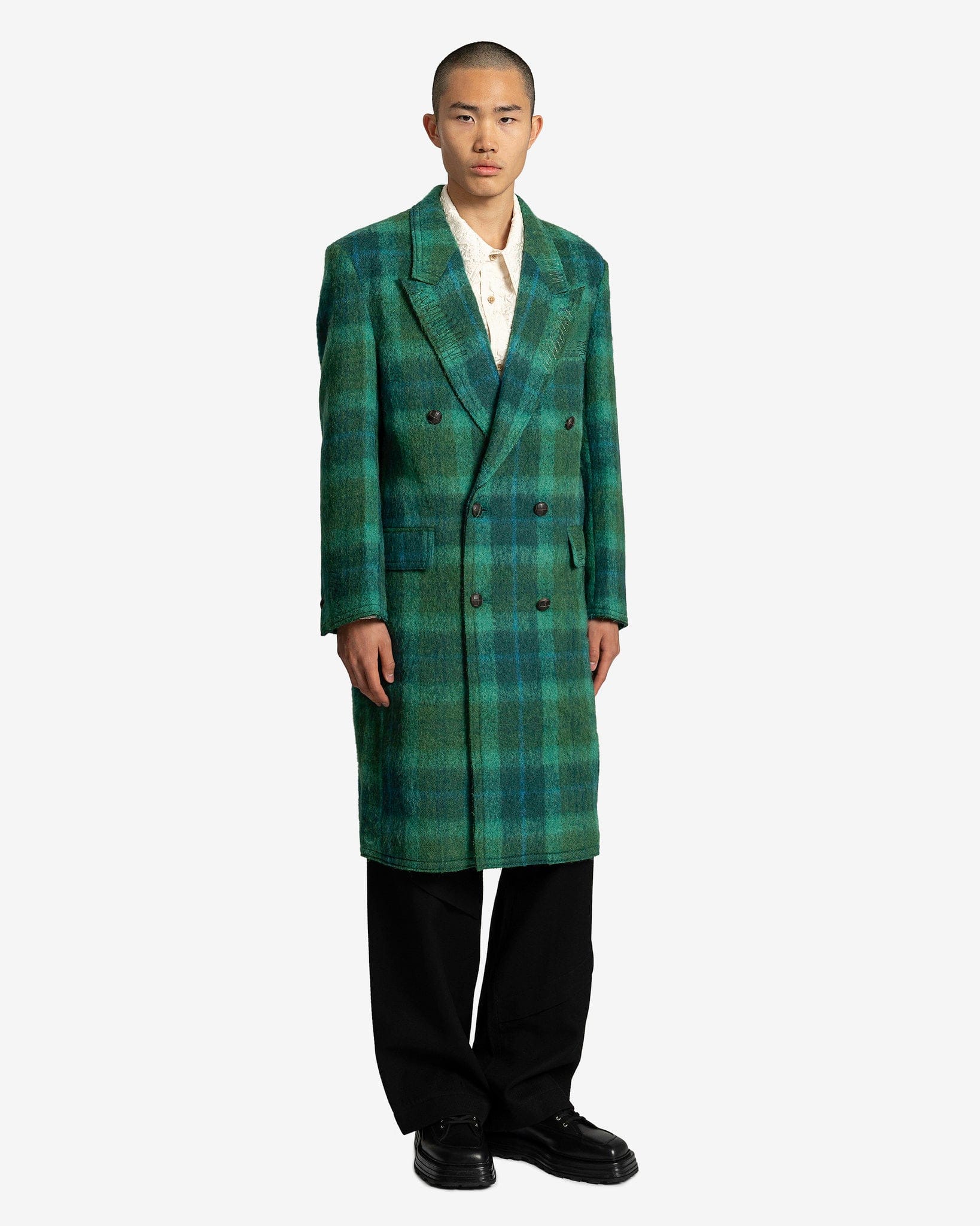 Andersson Bell Men's Coat Moriens Double Breasted Coat in Green/Blue