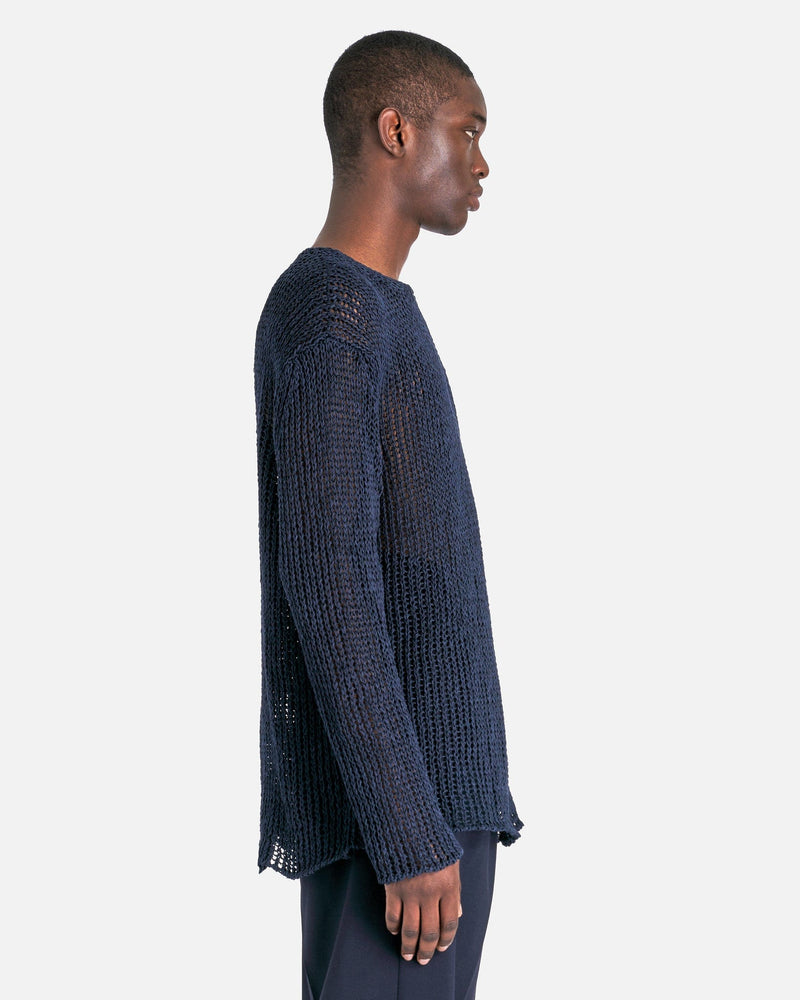 Mouline Open Cotton Knit Jumper in Navy – SVRN