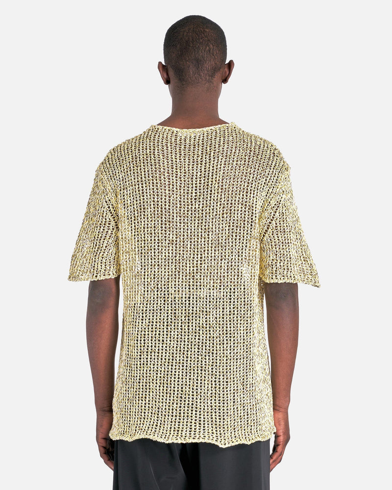 Jil Sander Men's T-Shirts Mouline Open Cotton Knit T-Shirt in Yellow/Brown