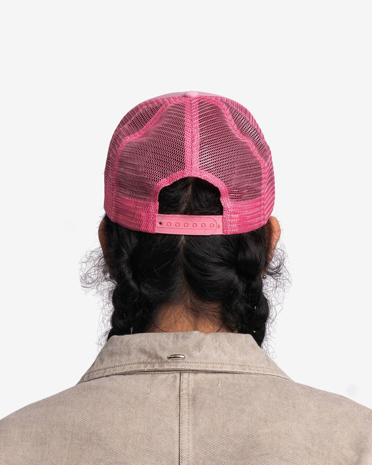 Who Decides War Men's Hats O/S MRDR Trucker Hat in Pale Pink/White