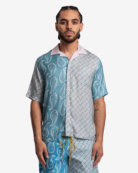 Rhude Men's Shirts Multi Paisley Button Down in Green/Blue
