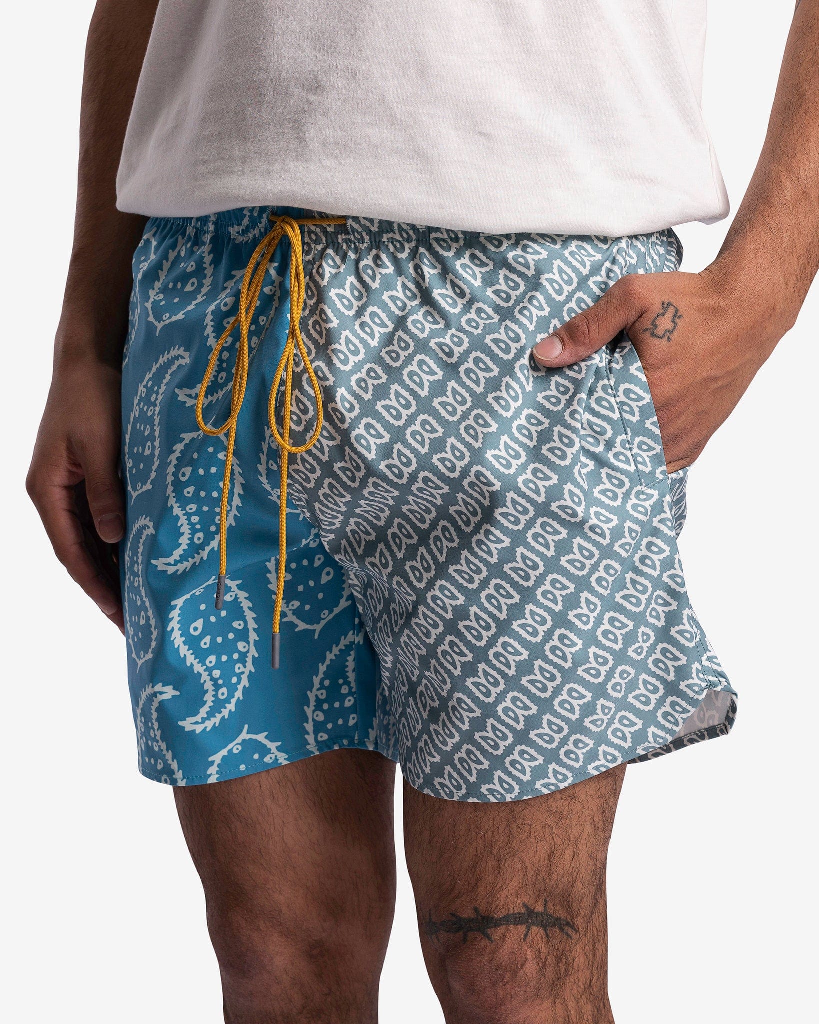 Rhude Men's Shorts Multi Paisley Trunks in Marine/Sage