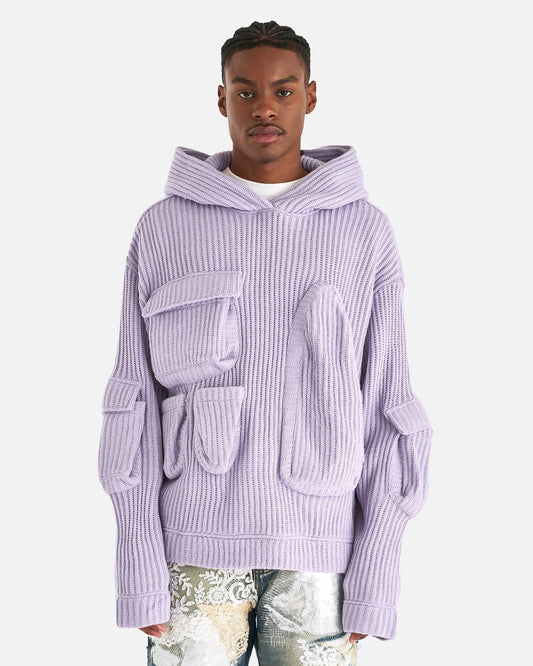 Who Decides War Men's Sweatshirts Multi-Pocket Hooded Sweatshirt in Lavendar