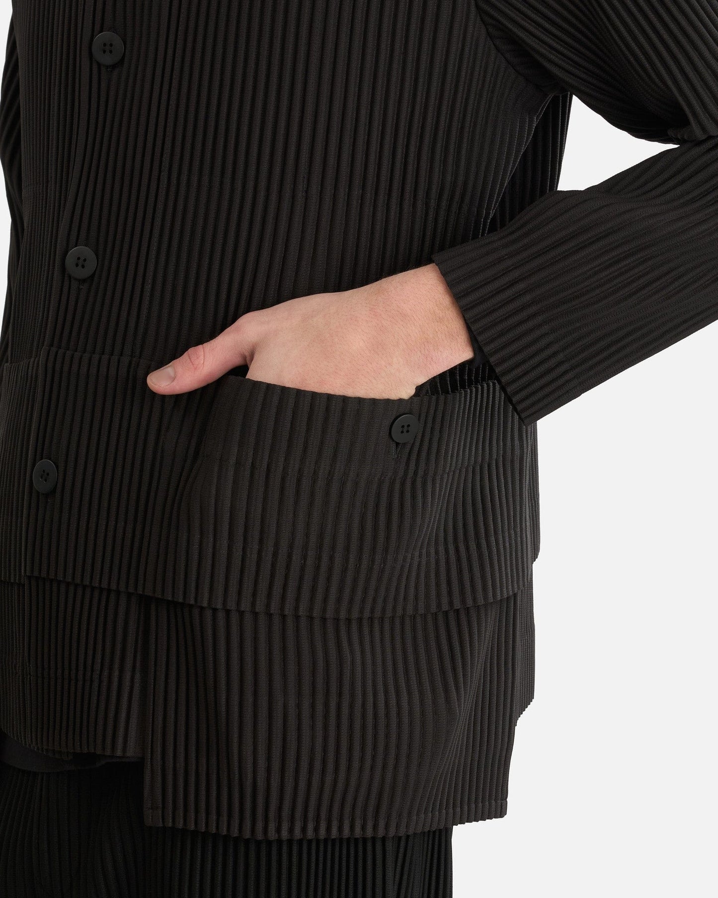 Homme Plissé Issey Miyake Men's Shirts Multi-Pocket Shirt in Coke Gray