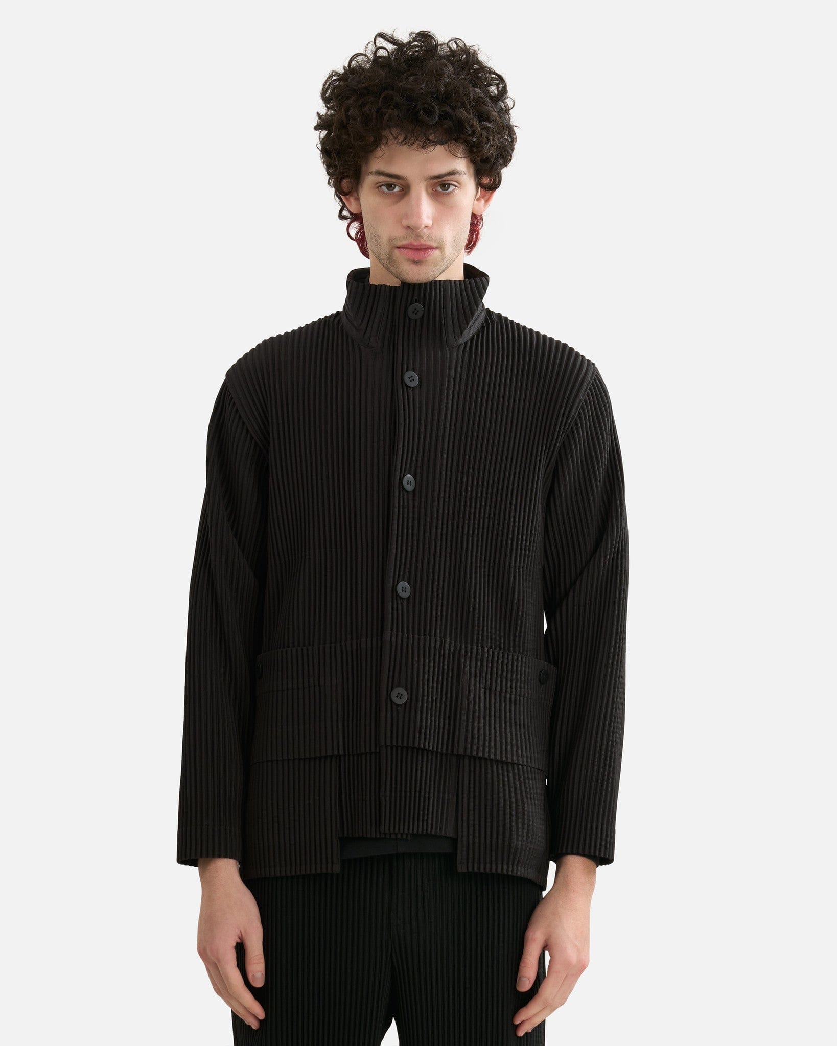 Homme Plissé Issey Miyake Men's Shirts Multi-Pocket Shirt in Coke Gray
