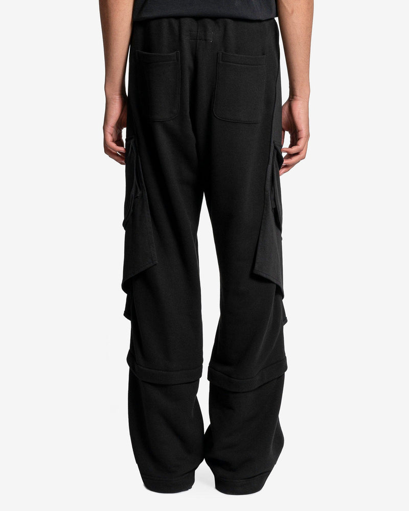 JiyongKim Men's Pants Multi-Pocket Sweatpants in Black Jersey