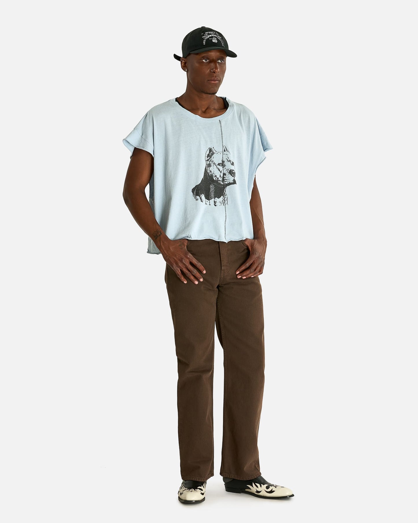 Enfants Riches Deprimes Men's T-shirts NA Pitbull Cut-Off T-Shirt in Light Blue