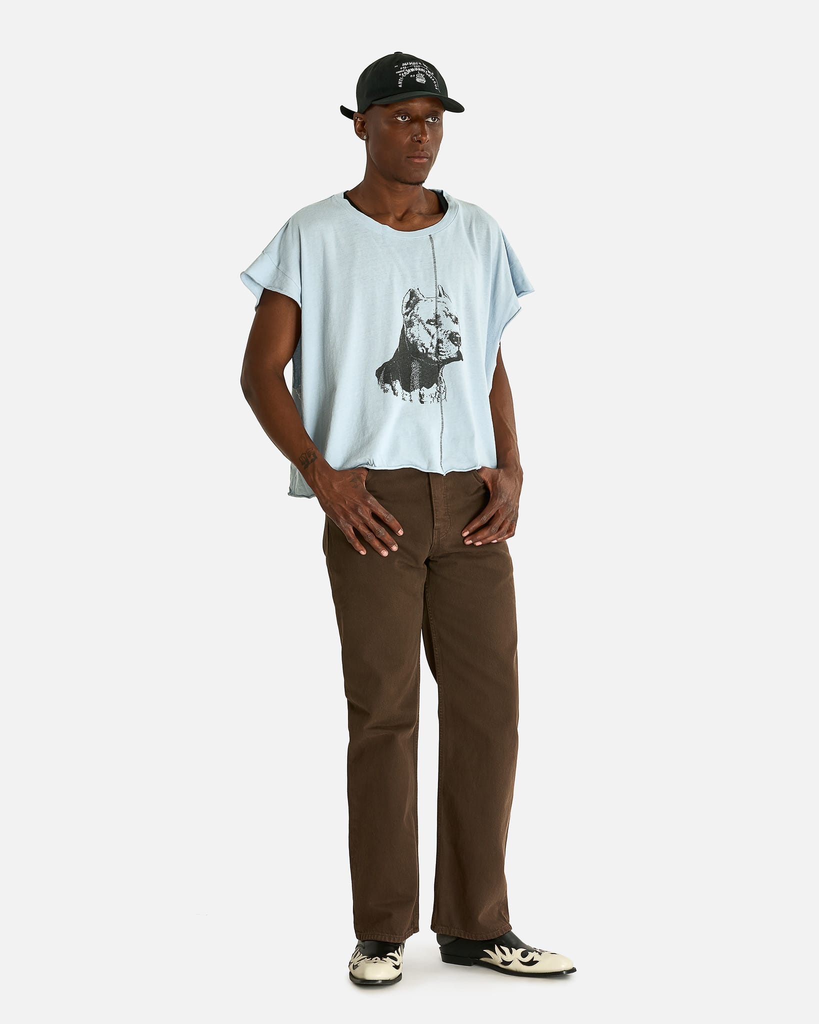 Enfants Riches Deprimes Men's T-shirts NA Pitbull Cut-Off T-Shirt in Light Blue