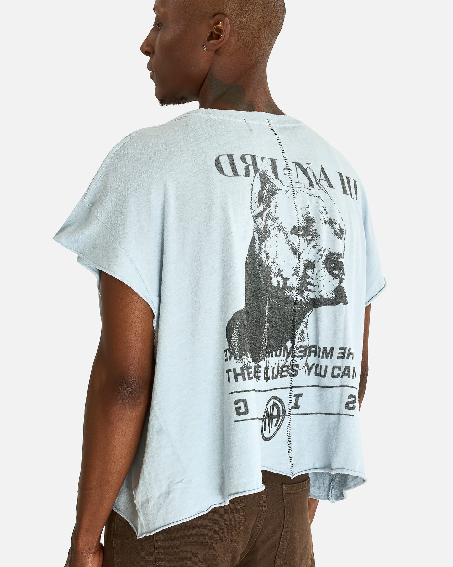 Enfants Riches Deprimes Men's T-shirts NA Pitbull Cut-Off T-Shirt in Light Blue